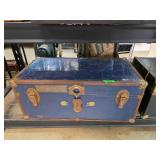 Blue Metal Trunk with Brass Details