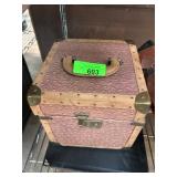 Pink Textured Trunk with Brass Accents
