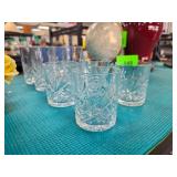 Six Clear Cut Glass Tumblers