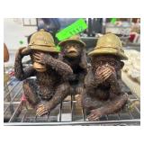 Three Wise Monkeys Figurine Set With Safari Hats
