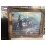 Framed Native American Art in Rustic Wood Frame