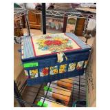 Floral Sewing Basket with Contents