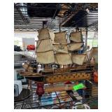 Handcrafted Wooden Model Ship With Rigging