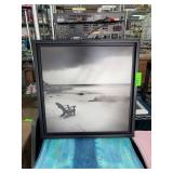 Framed Black-and-White Photograph of Beach Scene