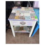 Patchwork-Style Wooden Side Table
