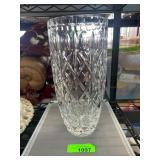 Cut Glass Clear Vase with Geometric Patterns