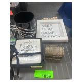 Lot: Trinket Box, Wine Glass, and Decor