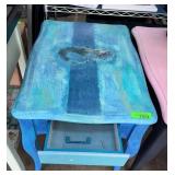 Painted Side Table with Mermaid Design