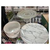 Royal Norfolk Bowls, Plates, and Glass Cake Stand