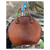 Brown Embossed Leather Handbag With Handles