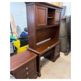 Wood Desk With Hutch and Matching Side Table