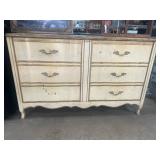 Cream-Colored Six-Drawer Wooden Dresser