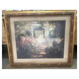 Framed Landscape Painting in Ornate Gold Frame