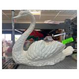 White Ceramic Swan-Shaped Planter