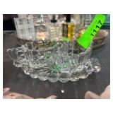 Clear Pressed Glass Creamer, Sugar, and Tray Set
