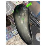 Abstract Gray Sculpture with Gold Spheres