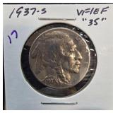 1937-S Buffalo Nickel in VF/EF Condition
