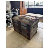 Wood and Metal Dome-Top Trunk with Interior Detail