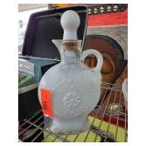 Milk Glass Embossed Decanter with Stopper