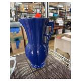 Blue Ceramic Pitcher with Ornate Design