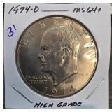 1974-D Eisenhower Dollar MS64+ High Grade