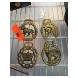 Four Brass Horse Bridle Medallions