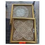 Framed Lace Textiles with Gold Frames