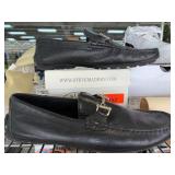 Steve Madden Black Leather Loafers with Buckle Det