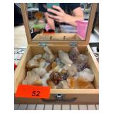 Crystals and Minerals in Wooden Box