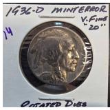 1936-D Buffalo Nickel with Mint Error