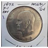 1972 Eisenhower Dollar Coin MS63+/64