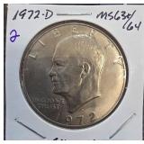 1972-D Eisenhower Dollar Coin, Ch. UNC