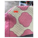 Handmade Pink and White Quilted Blanket