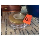 Glass Powder Jar with Gold-Tone Lid