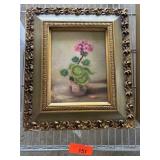 Framed Oil Painting by Alma Baker of Pink Flowers