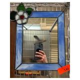Stained Glass Mirror With Floral Accent