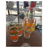 Glass Pitcher and Tumbler Set with Citrus Design