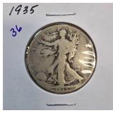 1935 Walking Liberty Half Dollar Coin