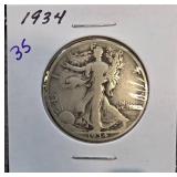 1934 Walking Liberty Half Dollar Coin