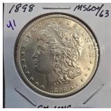 1898 Morgan Silver Dollar, MS64/63
