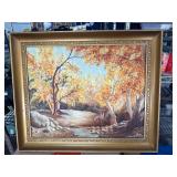 Framed Autumn Landscape Oil Painting by Vevd S. Ri