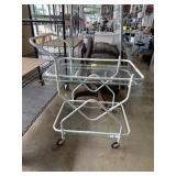White Metal and Glass Two-Tier Bar Cart