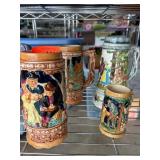 Ceramic Beer Steins with Rustic Motifs