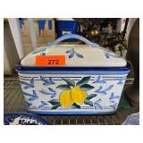 Hand-Painted Ceramic Storage Box with Lemon Motif