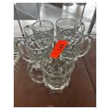 Five Clear Glass Miniature Mugs