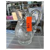 Clear Glass Pitcher With Etched Floral Design