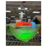Uranium Glass Ribbed Mixing Bowl