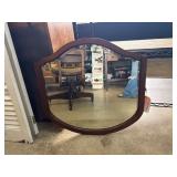 Wood-Framed Beveled Wall Mirror