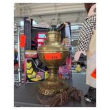 Brass Oil Lamp With Handle and Perforated Detail