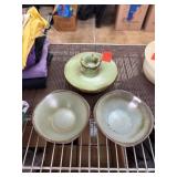 Frankoma Pottery 3-Piece Dish Set in Green